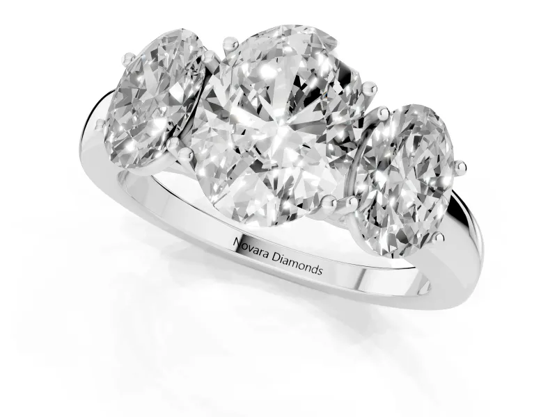 Oval Three Stone Engagement Ring Setting | Matching Side Stones | Platinum