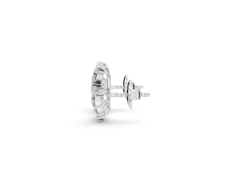 Pear-Shaped and Marquise Lab-Grown Diamond Cluster Stud Earrings | Wing Spray | Platinum