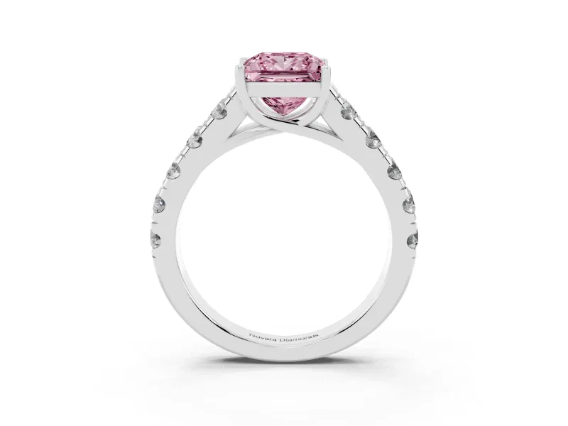 Princess Cut Engagement Ring Setting for a Fancy Pink Lab-Grown Diamond | White Gold - Design NV-24643