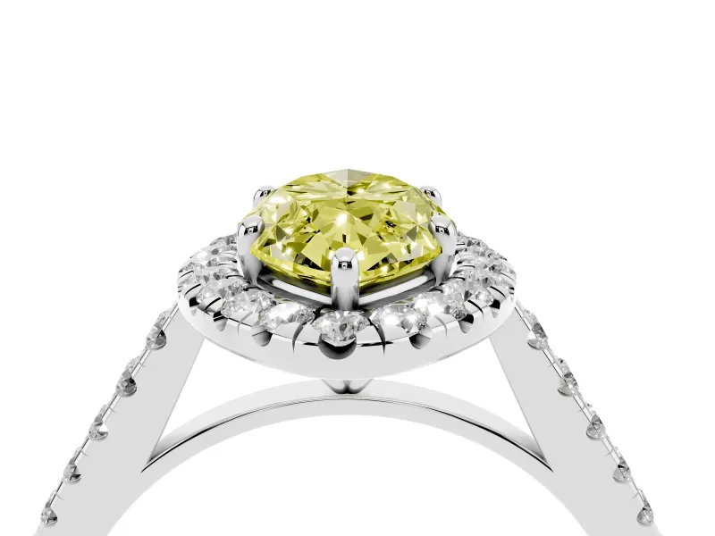 Marquise Halo Engagement Ring Setting for a Fancy Yellow Lab-Grown Diamond | Pave Shoulders | Platinum