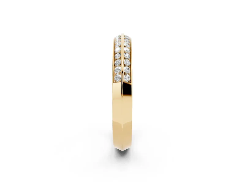 Round Diamond Double Row Eternity Band Set in Yellow gold with Channel Setting
