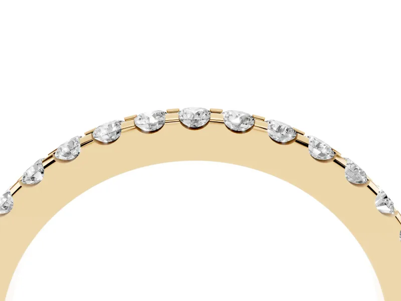 Round Diamond Pavé Eternity Band Set in Yellow gold with Micro Prongs