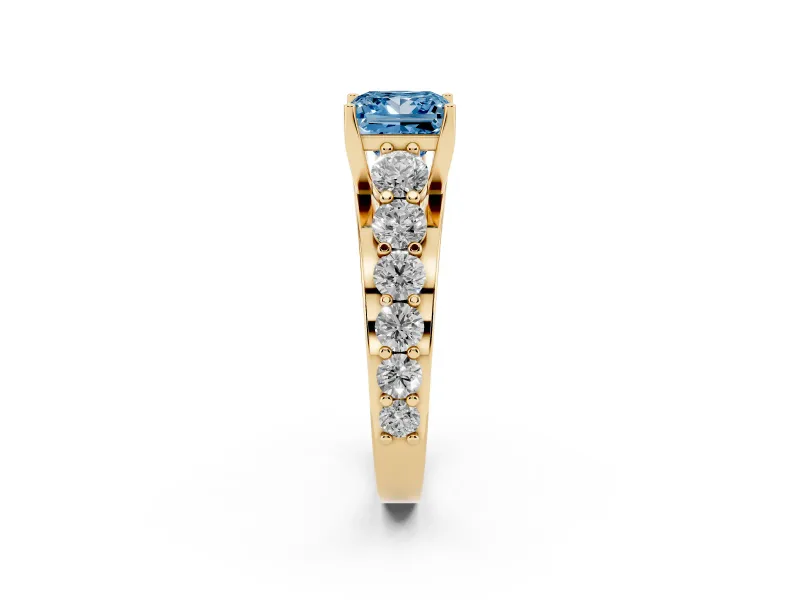 Princess Cut Engagement Ring Setting for a Fancy Blue Lab-Grown Diamond | Yellow Gold - Design NV-24645