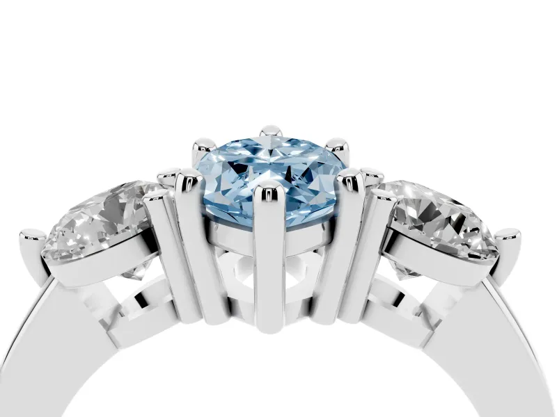 Marquise Three Stone Engagement Ring Setting for a Fancy Blue Lab-Grown Diamond | Open Prong Baskets | Sterling Silver