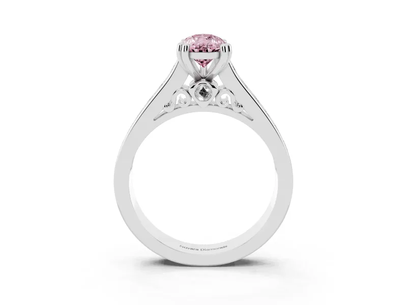 Pear-Shaped Channel Engagement Ring Setting for a Fancy Pink Lab-Grown Diamond | Sterling Silver - Design NV-24671