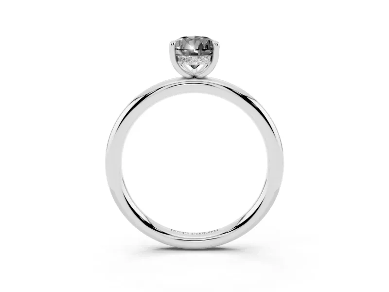 Fancy Black Pear Cut Diamond Solitaire Ring Set in Platinum with Thin Band and Prong Setting