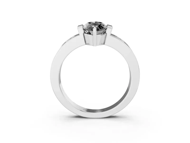 Marquise Tension Style Engagement Ring Setting for a Black Center | Flush Set Accents | Platinum