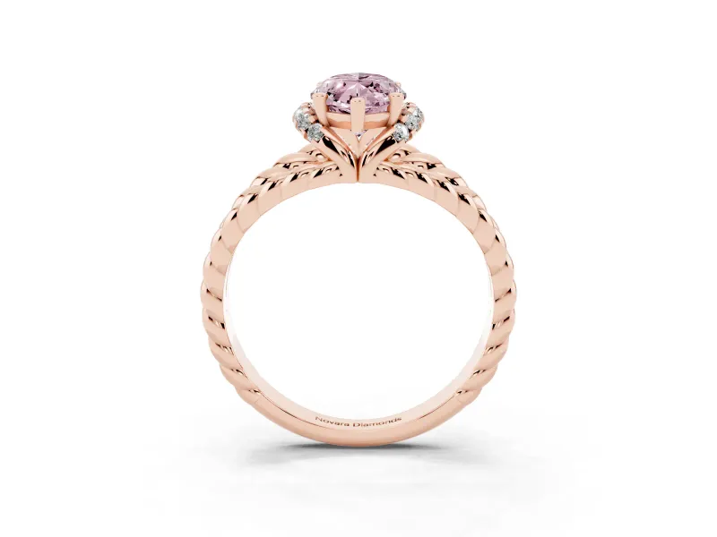 Marquise Rope Split Shank Engagement Ring Setting for a Fancy Pink Lab-Grown Diamond | Rose Gold