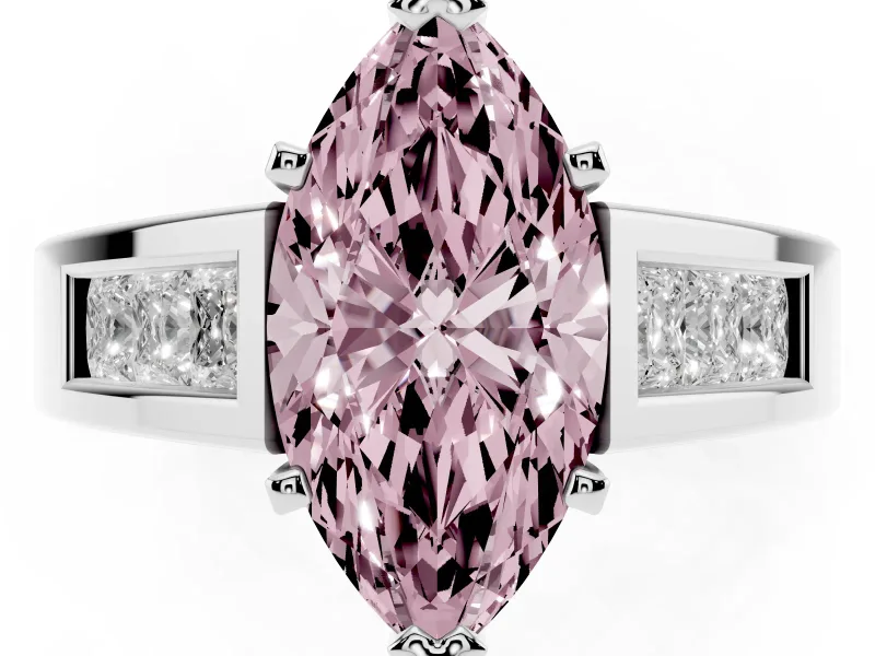 Marquise Channel-Set Engagement Ring Setting for a Fancy Pink Lab-Grown Diamond | Platinum