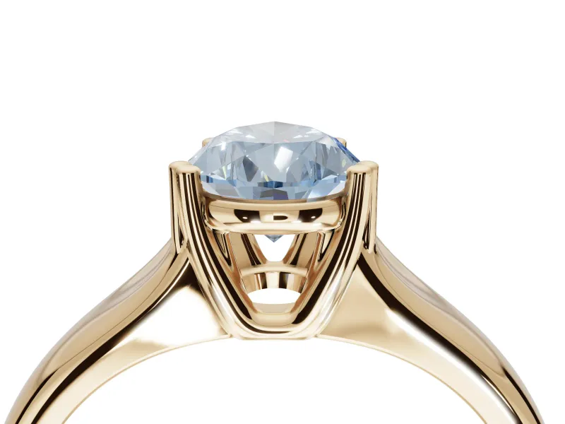 Pear-Shaped Double Claw Solitaire Engagement Ring Setting for a Fancy Blue Lab-Grown Diamond | Yellow Gold