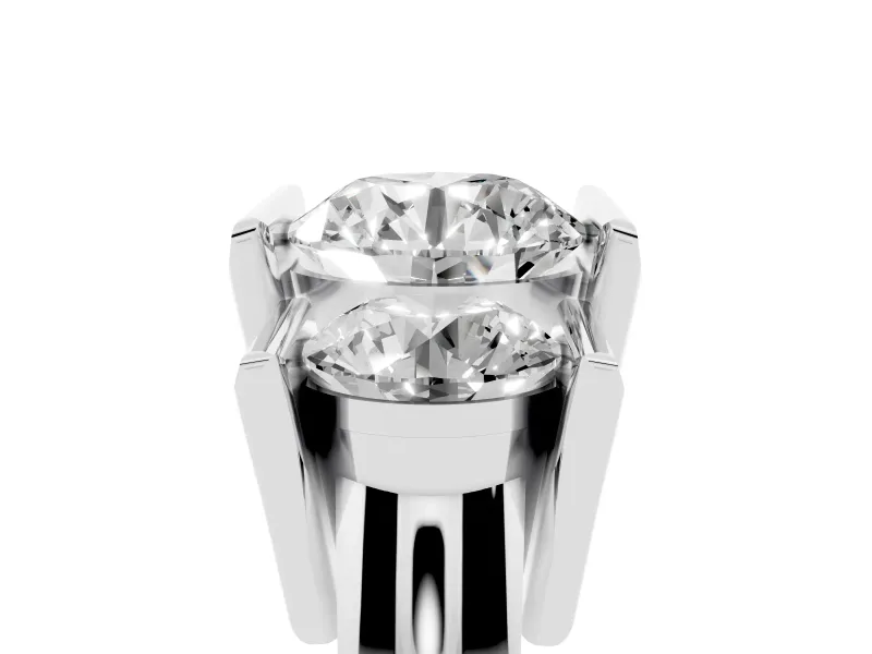 Round Cut Diamond Three-Stone Channel Set Ring Set in White gold with Smooth Polished Band