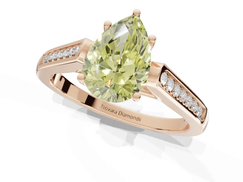 Pear-Shaped Engagement Ring Setting for a Fancy Yellow Lab-Grown Diamond | Rose Gold - Design NV-24597