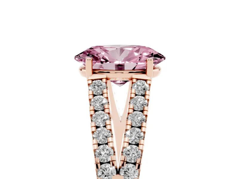 Oval Graduated Split Shank Engagement Ring Setting for a Fancy Pink Lab-Grown Diamond | Rose Gold