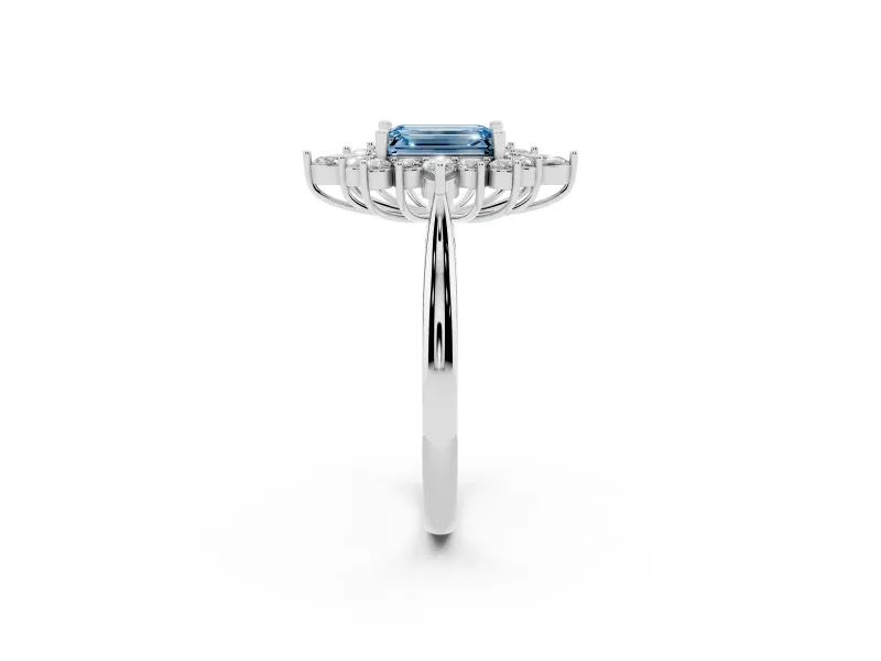 Emerald Cut Engagement Ring Setting for a Fancy Blue Lab-Grown Diamond | White Gold - Design NV-24790