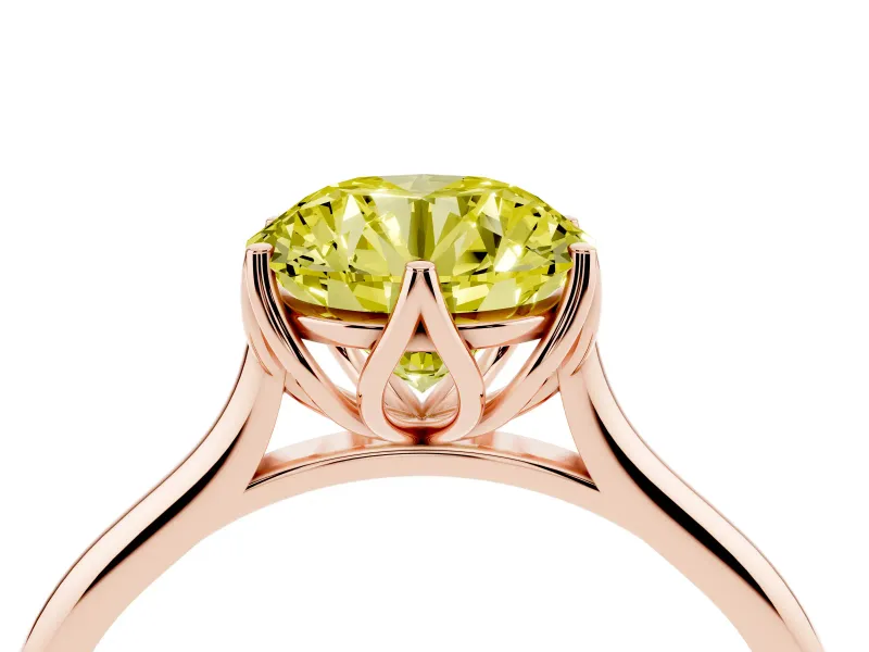 Round Cathedral Solitaire Engagement Ring Setting for a Fancy Yellow Lab-Grown Diamond | Tulip Gallery | Rose Gold