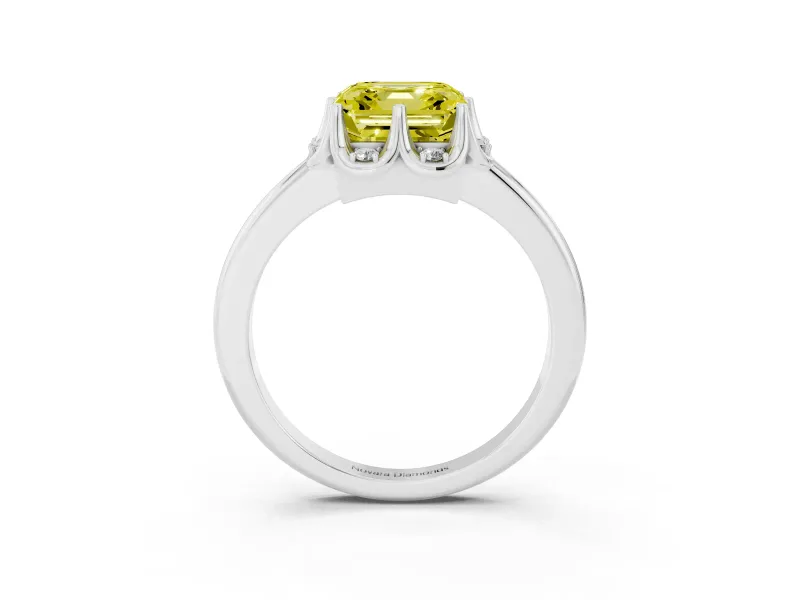 Asscher Cut Petal Halo Engagement Ring Setting for a Fancy Yellow Lab-Grown Diamond | Platinum