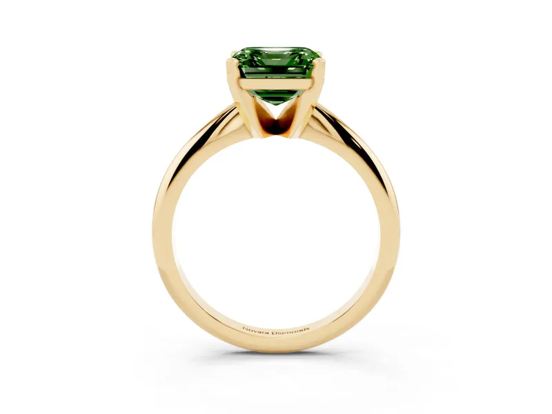 Asscher Cut Engagement Ring Setting for a Fancy Green Lab-Grown Diamond | Yellow Gold