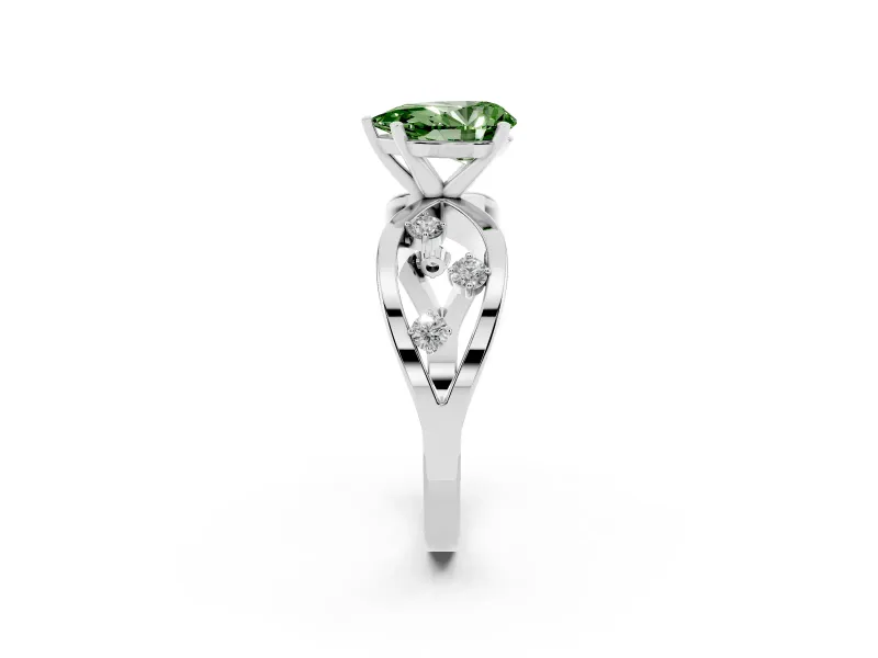 Pear-Shaped Loop Engagement Ring Setting for a Fancy Green Lab-Grown Diamond | White Gold