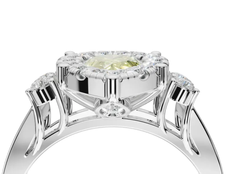 Pear-Shaped Halo Engagement Ring Setting for a Fancy Yellow Lab-Grown Diamond | Graduated Channel Band | Platinum