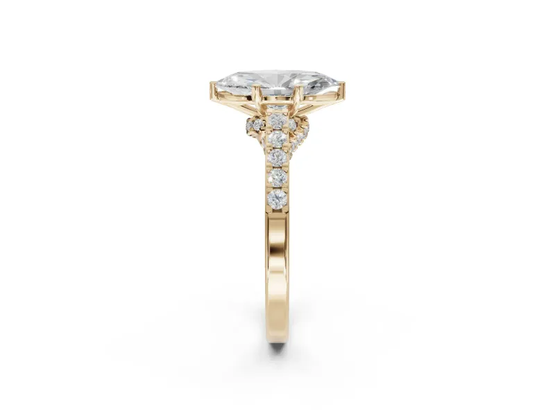 Marquise Pavé Solitaire Engagement Ring Setting | Crossover Gallery | Yellow Gold