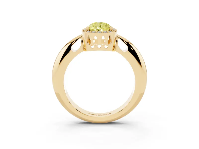 Pear-Shaped Halo Engagement Ring Setting for a Fancy Yellow Lab-Grown Diamond | Plain Tapered Band | Yellow Gold