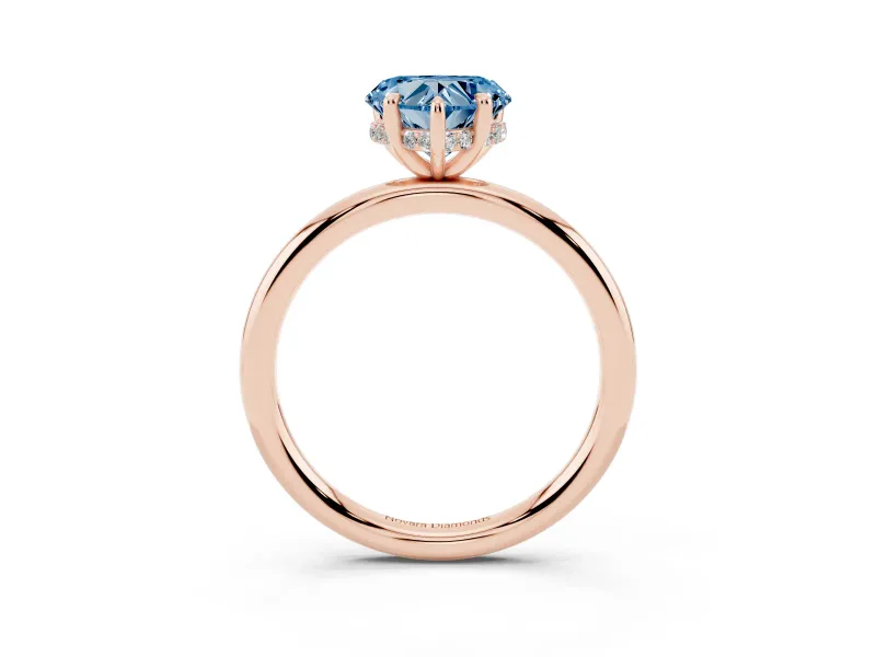 Heart-Shaped Hidden Halo Ring Setting for a Fancy Blue Lab-Grown Diamond | Rose Gold