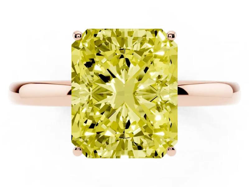 Radiant Cut Engagement Ring Setting for a Fancy Yellow Lab-Grown Diamond | Hidden Halo | Rose Gold