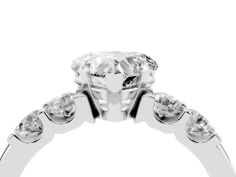 Heart-Shaped Five Stone Engagement Ring Setting | Prong-Set Side Stones | Platinum