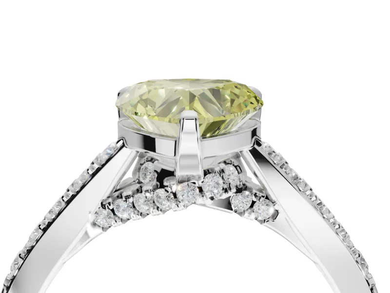Heart-Shaped Pavé Solitaire Engagement Ring Setting for a Fancy Yellow Lab-Grown Diamond | Crossover Gallery | Platinum