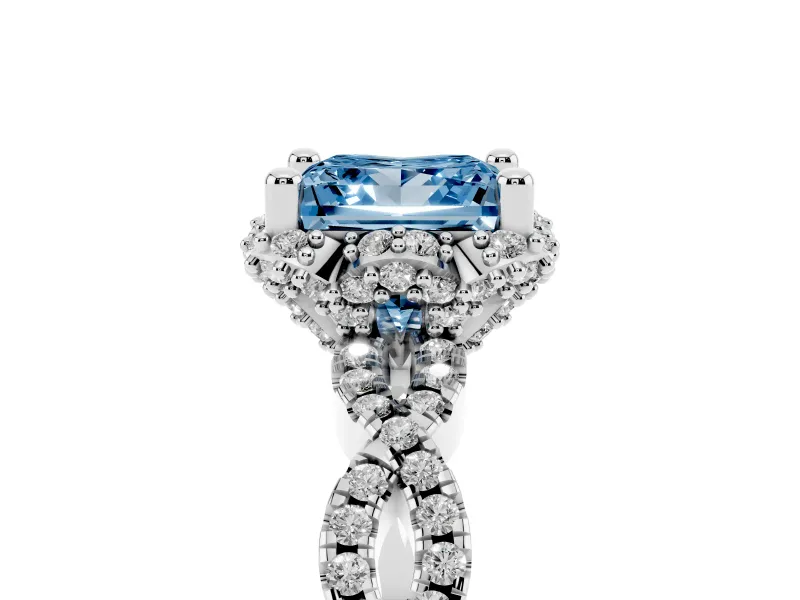 Princess Cut Halo Engagement Ring Setting for a Fancy Blue Lab-Grown Diamond | Sterling Silver - Design NV-24725