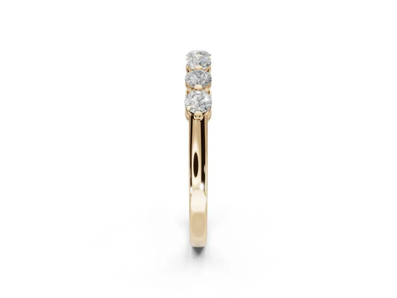 Round Lab-Grown Diamond Half Eternity Wedding Band | Raised Round Heads | Yellow Gold