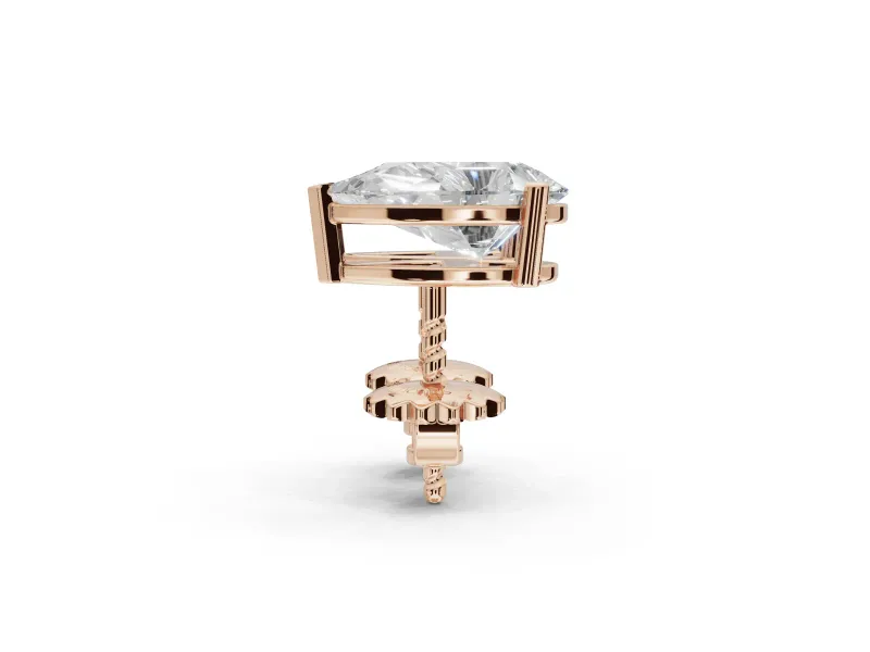 Emerald Cut Lab-Grown Diamond Solitaire Basket Stud Earrings | Open Gallery | Rose Gold