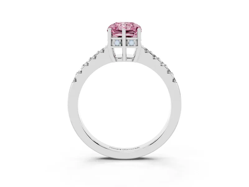 Radiant Cut Engagement Ring Setting for a Fancy Pink Lab-Grown Diamond | Sterling Silver - Design NV-24649