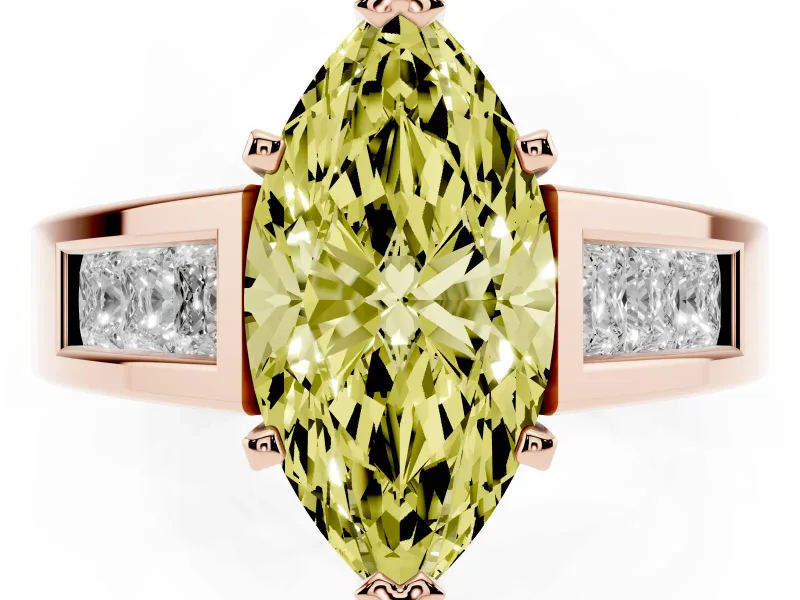 Marquise Channel-Set Engagement Ring Setting for a Fancy Yellow Lab-Grown Diamond | Rose Gold