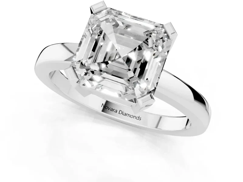 Asscher Cut Solitaire Engagement Ring Setting | Flat Tab Prongs | Platinum