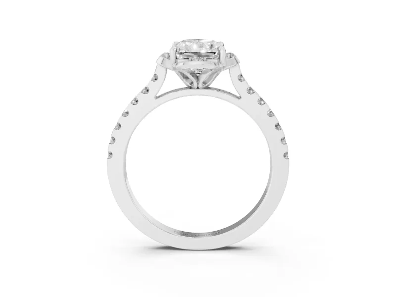 Radiant Cut Floral Petal Engagement Ring Setting | Petal Accents | White Gold