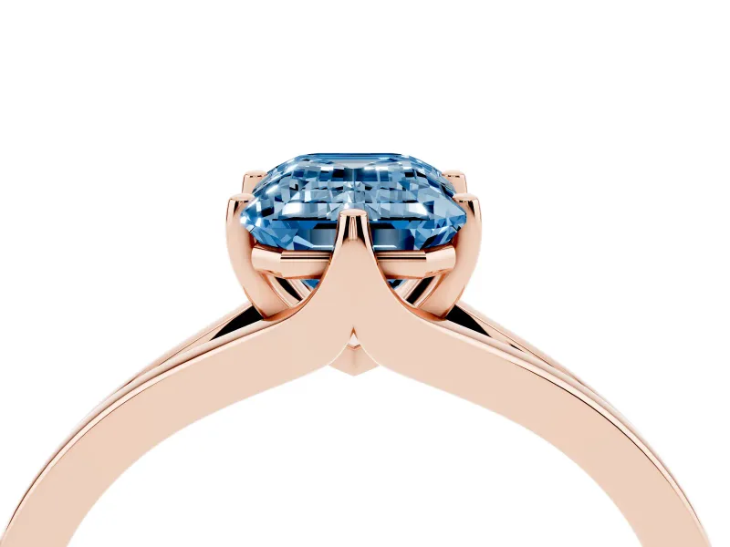 Emerald Cut Split Shank Engagement Ring Setting for a Fancy Blue Lab-Grown Diamond | Rose Gold