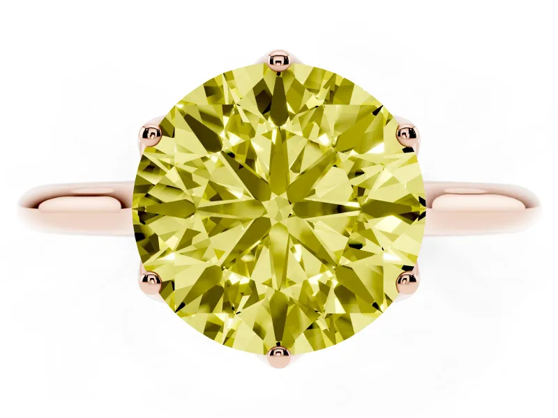 Round Cathedral Solitaire Engagement Ring Setting for a Fancy Yellow Lab-Grown Diamond | Tulip Gallery | Rose Gold