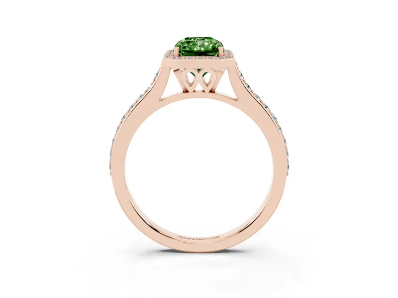 Radiant Cut Halo Engagement Ring Setting for a Fancy Green Lab-Grown Diamond | Rose Gold - Design NV-24729
