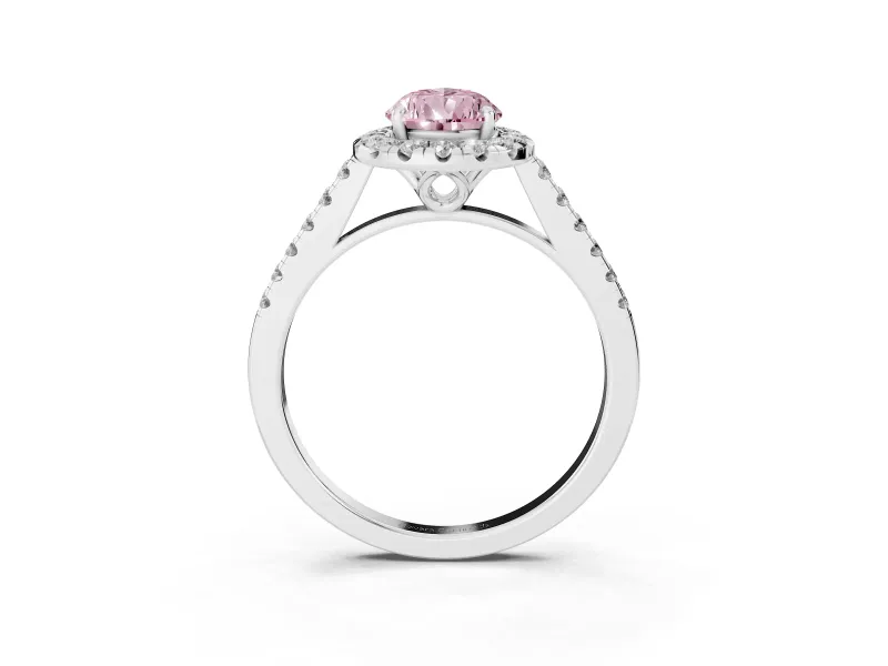 Pear-Shaped Raised Halo Engagement Ring Setting for a Fancy Pink Lab-Grown Diamond | Platinum