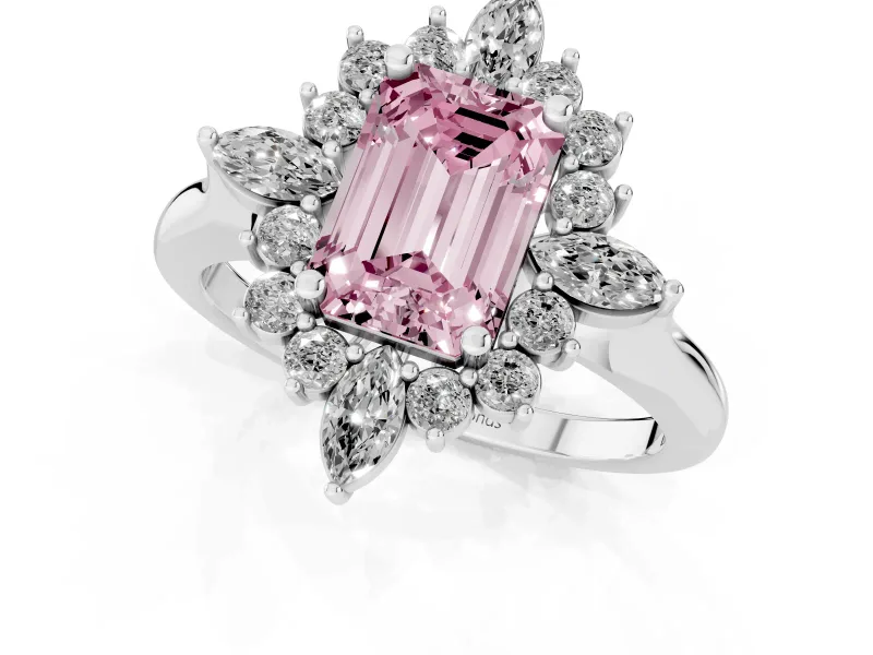 Emerald Cut Engagement Ring Setting for a Fancy Pink Lab-Grown Diamond | Platinum - Design NV-24790