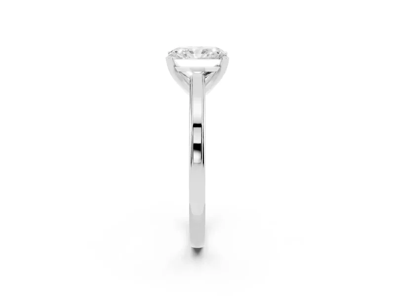 Radiant Cut Diamond Solitaire Ring Set in White gold with Prong Setting and Classic Band