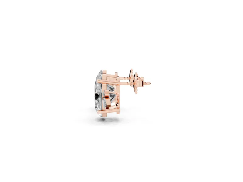 Oval Lab-Grown Diamond Nature Stud Earrings | Marquise Leaves | Rose Gold