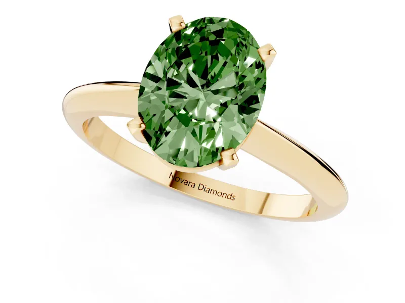 Oval Solitaire Engagement Ring Setting for a Fancy Green Lab-Grown Diamond | Yellow Gold