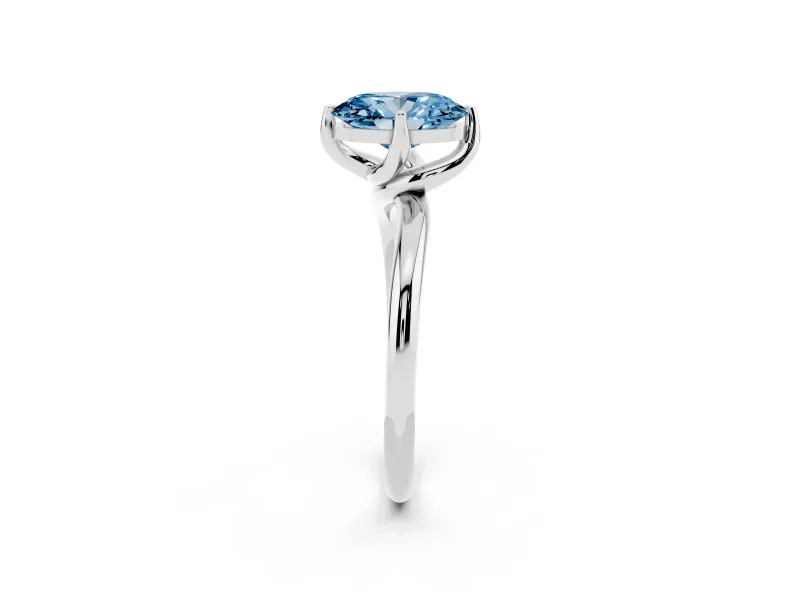 Oval Bypass Solitaire Engagement Ring Setting for a Fancy Blue Lab-Grown Diamond | Platinum