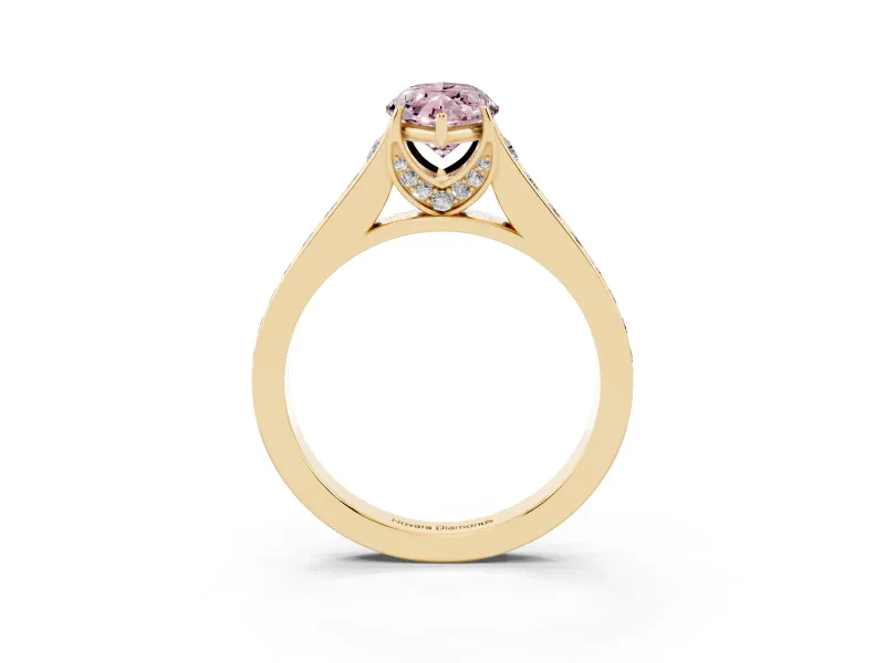 Marquise Graduated Pavé Engagement Ring Setting for a Fancy Pink Lab-Grown Diamond | Yellow Gold