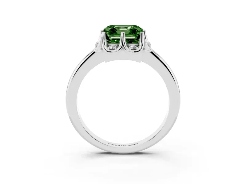 Asscher Cut Petal Halo Engagement Ring Setting for a Fancy Green Lab-Grown Diamond | Platinum