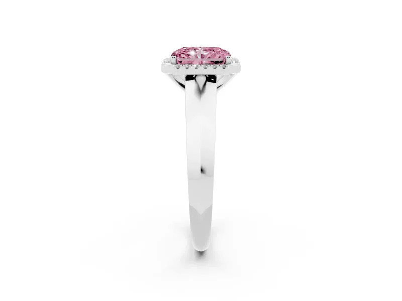 Radiant Cut Halo Engagement Ring Setting for a Fancy Pink Lab-Grown Diamond | Knife-Edge Band | Sterling Silver