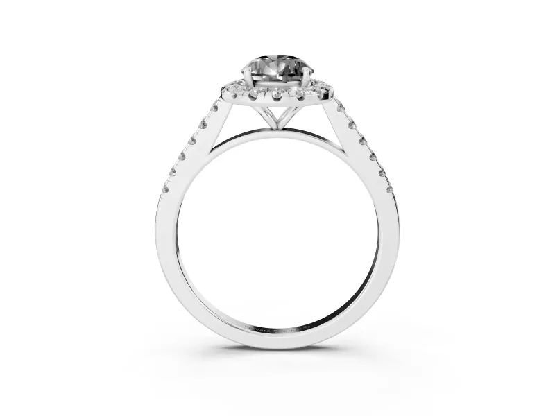 Pear-Shaped Halo Engagement Ring Setting for a Black Center | Pavé Shoulders | Platinum