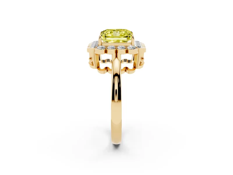 Princess Cut Halo Engagement Ring Setting for a Fancy Yellow Lab-Grown Diamond | Yellow Gold - Design NV-24719